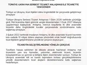 Türkiye-Ukrayna Serbest Ticaret Anlaşması yürürlüğe girdi
