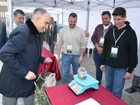 Vali Özkan atık pil teslim etti, zeytin fidanı aldı
