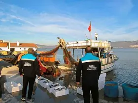 Yasak ağ ile avlanan balıklara el konuldu
