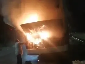Yolcu otobüsünde yangın paniği

