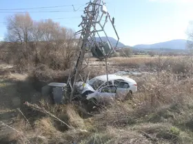 Yoldan çıkan otomobilin direğe çarpmasıyla 3 kişi yaralandı