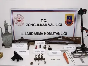 Zonguldak’ta tarihi eserler ve silah ele geçirildi
