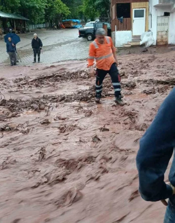 Artvin’de sağanak sonrası dereler taştı 