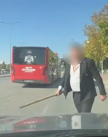 Konya'da trafikte elinde sopayla saldırı girişimine 380 bin TL ceza