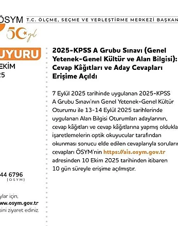 KPSS cevap kağıtları ve aday cevapları erişime açıldı