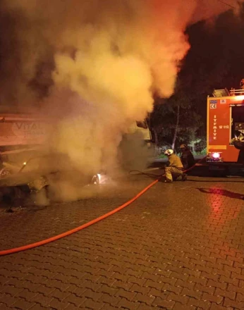 Park halindeki otomobil alevlere teslim oldu