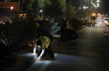 150 kişilik ekiple Emin Anter Bulvarı’nda gece mesaisi 