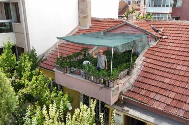 18 metrekarelik terasını 200 fideyle bahçeye çevirdi, 8 saatini burada harcıyor
