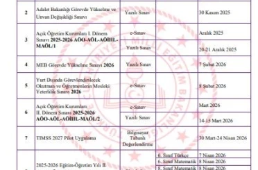 2026 yılı sınav uygulama takvimi yayımlandı 