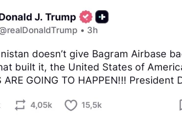 ABD Başkanı Trump’tan Afganistan’a tehdit: "Bagram Hava Üssü’nü bize geri vermezlerse kötü şeyler olacak" 