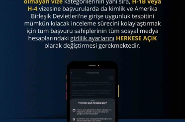 ABD Büyükelçiliği: "Vize başvurusu yapacak kişilerin sosyal medya hesaplarını herkese açık hale getirmesi gerekiyor" 