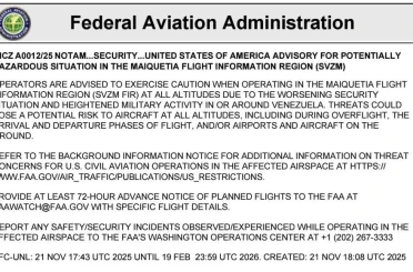 ABD’den Venezuela hava sahası ile ilgili uçuş uyarısı: "Dikkatli olun, potansiyel risk oluşturabilir" 