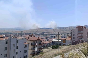 Afyonkarahisar’da otluk alanda çıkan yangına havadan ve karadan müdahale sürüyor 