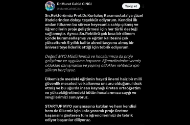 AK Partili Cıngı’dan KAYÜ yönetimi ve öğrencilerine Start-Up teşekkürü 