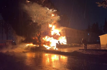 Antakya’da şantiyede korkutan yangın 