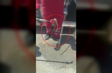 Aracına binerken fark ettiği yılanı itfaiye ekipleri yakaladı 