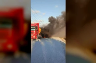 Arnavutköy hafriyat kamyonu alev alev yandı 