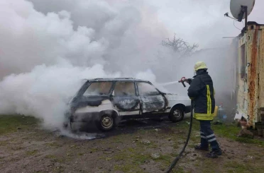 Ayvacık’ta araç yangını 