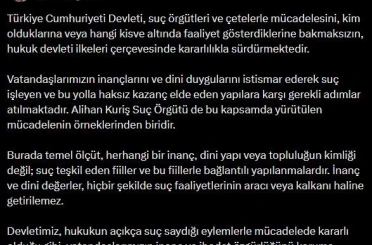 Bakan Gürlek: "İnanç ve dini değerler, hiçbir şekilde suç faaliyetlerinin aracı veya kalkanı haline getirilemez" 