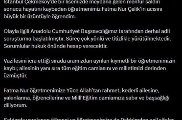 Bakan Gürlek: "(Öğretmen Fatma Nur Çelik) Olayla ilgili derhal adli soruşturma başlatılmıştır" 