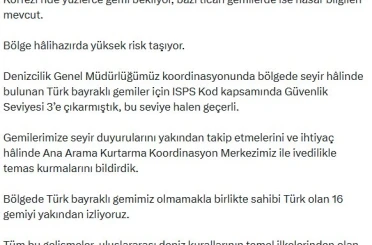 Bakan Uraloğlu: "Hürmüz Boğazı’ndaki ve bölgedeki su yollarındaki gelişmeleri anbean takip ediyoruz" 