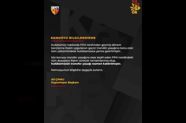 Başkan Çamlı müjdeyi verdi: "Transfer yasağı kalktı" 