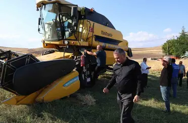 Belediyeye ait tarım arazilerinde nohut hasadı başladı
