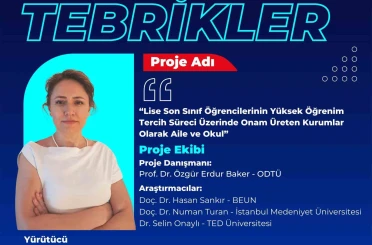 BEUN Akademisyenlerinden Yükseköğrenim Tercih Süreçlerine Yönelik TÜBİTAK 1001 Projesi 