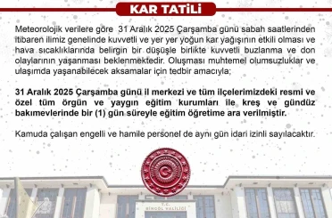 Bingöl’de eğitime 1 gün ara verildi 