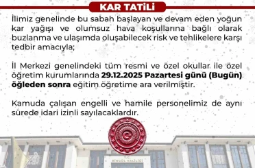 Bingöl’de eğitime 1 gün ara verildi 