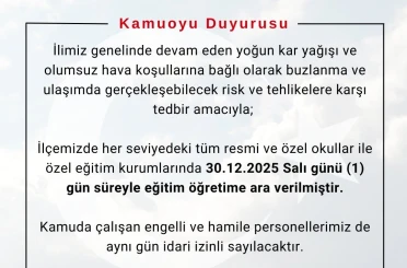 Bingöl’de kar tatili: 3 ilçede tüm okullar, merkezde taşımalı eğitime ara 