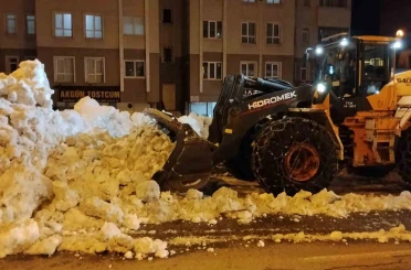 Bitlis’te kaldırımlardaki karlar kamyonlarla taşınıyor 