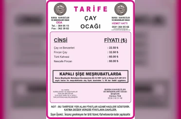 Bursa’da çay ve kahve fiyatlarına yüzde 30 zam 