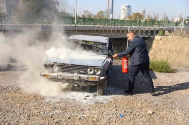 Bursa’da otobüs şoförlerine yangın söndürme eğitimi 