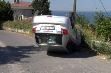Büyükçekmece’de araç takla attı 