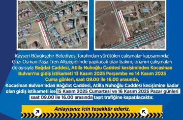 Büyükşehir Belediyesi’nden sürücülere ‘onarım çalışması’ uyarısı 