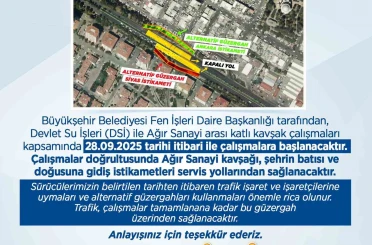 Büyükşehirden sürücülere ’alternatif yol’ uyarısı