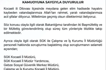 Çalışma ve Sosyal Güvenlik Bakanlığı Kocaeli’ndeki yangına ilişkin 7 kişiyi açığa aldı 