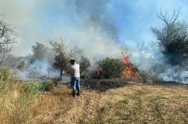 Çankırı’da örtü yangını ağaçlık alana sıçradı 