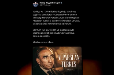 Cumhurbaşkanı Erdoğan, Alparslan Türkeş’i vefatının 29’uncu yıl dönümünde andı 