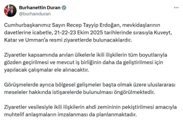 Cumhurbaşkanı Erdoğan, Kuveyt, Katar ve Umman'ı ziyaret edecek
