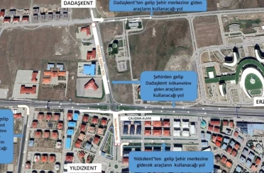Dadaşkent-Yıldızkent bağlantısını sağlayan dönel kavşağa geçici düzenleme geldi 