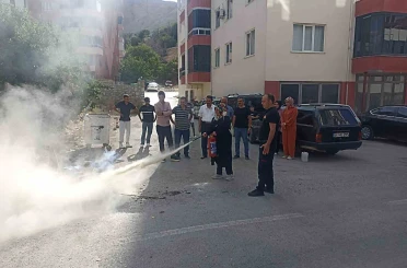 Darende İtfaiyesinden sürücü kursunda yangın eğitimi 