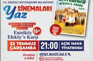 Denizli Büyükşehirin Yaz Sinemaları, usta yönetmen ve ünlü oyuncuyu ağırlıyor 
