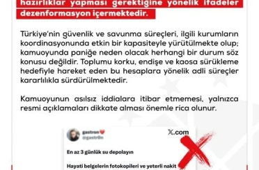 DMM: "Savaş başlayacağı iddiasıyla vatandaşların hazırlıklar yapması gerektiğine yönelik ifadeler dezenformasyon içermektedir" 