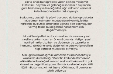 Eğitime destek platformundan, Milli Eğitim Bakanına destek