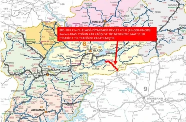 Elazığ-Diyarbakır karayolu ağır taşıt trafiğine kapatıldı 