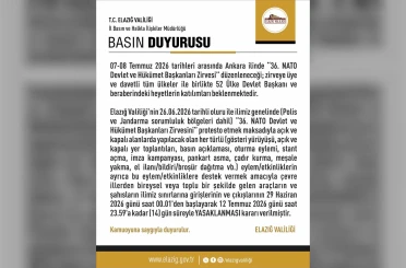 Elazığ’da 14 günlük eylem yasağı 