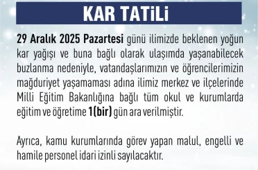 Elazığ’da eğitim-öğretime 1 gün ara verildi 
