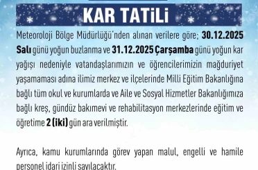 Elazığ’da eğitime 2 gün ara verildi 